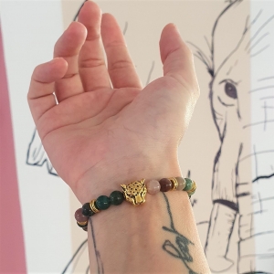 Bracelet "Confiance en soi" en agate indienne - Léopard doré