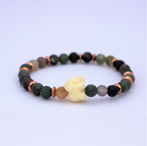 Bracelet "Confiance en soi" en agate indienne - Eléphant en résine