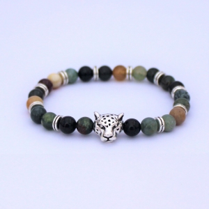 Bracelet "Confiance en soi" en agate indienne - Léopard argenté
