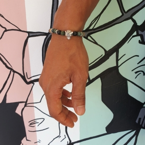 Bracelet "Confiance en soi" en agate indienne - Léopard argenté