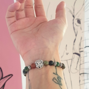 Bracelet "Confiance en soi" en agate indienne - Lion argenté