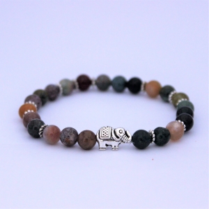 Bracelet "Confiance en soi" en agate indienne - Perle éléphant argenté