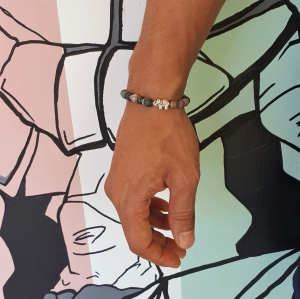 Bracelet "Confiance en soi" en agate indienne - Perle éléphant argenté