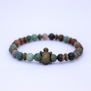 Bracelet "Confiance en soi" en agate indienne - Tortue bronze