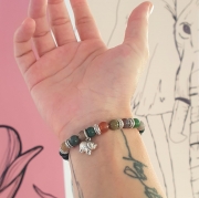 Bracelet "Confiance en soi" en agate indienne - Charm éléphant argenté