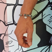 Bracelet "Confiance en soi" en agate indienne - Charm éléphant argenté