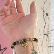 Bracelet "Confiance en soi" en agate indienne - Charm éléphant doré