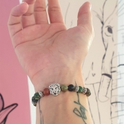 Bracelet "Confiance en soi" en agate indienne - Lion argenté