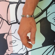 Bracelet "Confiance en soi" en agate indienne - Lion argenté