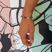 Bracelet "Confiance en soi" en agate indienne - Perle éléphant argenté