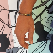 Bracelet "Confiance en soi" en agate indienne - Perle éléphant doré