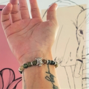 Bracelet "Confiance en soi" en agate indienne - Tortue argentée