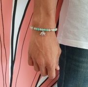 Bracelet "Equilibre & Stabilité" en agate verte - Charm éléphant argenté