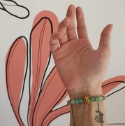 Bracelet "Equilibre & Stabilité" en agate verte - Lion doré