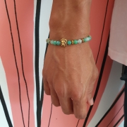 Bracelet "Equilibre & Stabilité" en agate verte - Lion doré