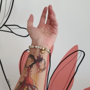 Bracelet " Tendresse & Bonheur " en amazonite - Charm éléphant doré