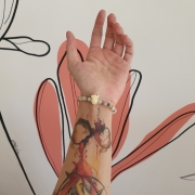 Bracelet " Tendresse & Bonheur " en amazonite - Eléphant en résine