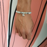 Bracelet " Tendresse & Bonheur " en amazonite - Charm éléphant argenté