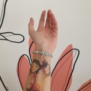 Bracelet " Tendresse & Bonheur " en amazonite - Tortue argentée