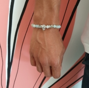 Bracelet " Tendresse & Bonheur " en amazonite - Léopard argenté