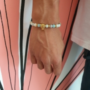 Bracelet " Tendresse & Bonheur " en amazonite - Léopard doré