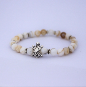 Bracelet « Elégance » en coquillage naturel - Tortue argentée