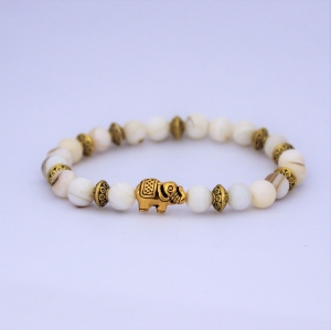 Bracelet « Elégance » en coquillage naturel - Perle éléphant doré