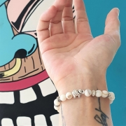 Bracelet « Elégance » en coquillage naturel - Perle éléphant argenté