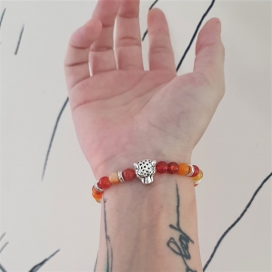 Bracelet "Energie & Vitalité" en cornaline - Léopard argenté