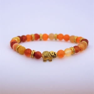Bracelet "Energie & Vitalité" en cornaline - Perle éléphant doré