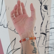 Bracelet "Energie & Vitalité" en cornaline - Perle éléphant argenté