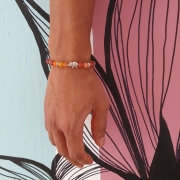 Bracelet "Energie & Vitalité" en cornaline - Perle éléphant argenté