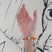 Bracelet "Energie & Vitalité" en cornaline - Lion argenté
