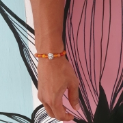 Bracelet "Energie & Vitalité" en cornaline - Lion argenté