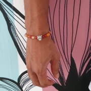 Bracelet "Energie & Vitalité" en cornaline - Léopard argenté