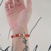 Bracelet "Energie & Vitalité" en cornaline - Tortue argentée