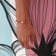 Bracelet "Energie & Vitalité" en cornaline - Tortue argentée