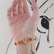 Bracelet "Energie & Vitalité" en cornaline - Léopard doré