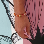 Bracelet "Energie & Vitalité" en cornaline - Léopard doré