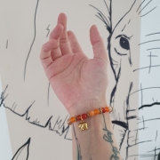 Bracelet "Energie & Vitalité" en cornaline - Charm éléphant doré