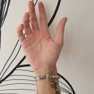 Bracelet "Nature & Calme" en agate mousse - Tortue argenté