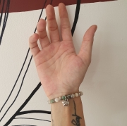 Bracelet "Nature & Calme" en agate mousse - Charm éléphant argenté