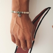 Bracelet "Nature & Calme" en agate mousse - Charm éléphant argenté