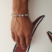 Bracelet "Nature & Calme" en agate mousse - Perle éléphant argenté