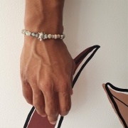 Bracelet "Nature & Calme" en agate mousse - Tortue argenté