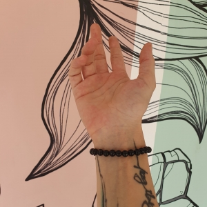 Bracelet MIXTE "Courage & Calme" en agate noire 