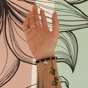 Bracelet "Courage & Calme" en agate noire - Charm éléphant argenté