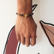 Bracelet "Chance & Calme" en agate rubanée - Léopard doré 