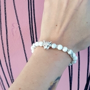 Bracelet "Bien-être & Confiance" en howlite - Léopard argenté