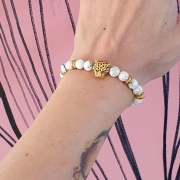 Bracelet "Bien-être & Confiance" en howlite - Léopard doré